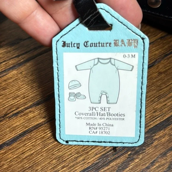 NIB Juicy Couture 3 Piece Set - Coveralls/Hat/Booties Gift Set - Picture 3 of 12